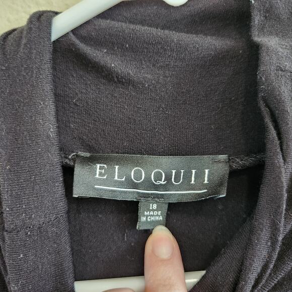 Eloquii Cowl Neck Asymmetrical Long Tunic Top Side Slit Navy Blue Size 18 - Picture 5 of 7